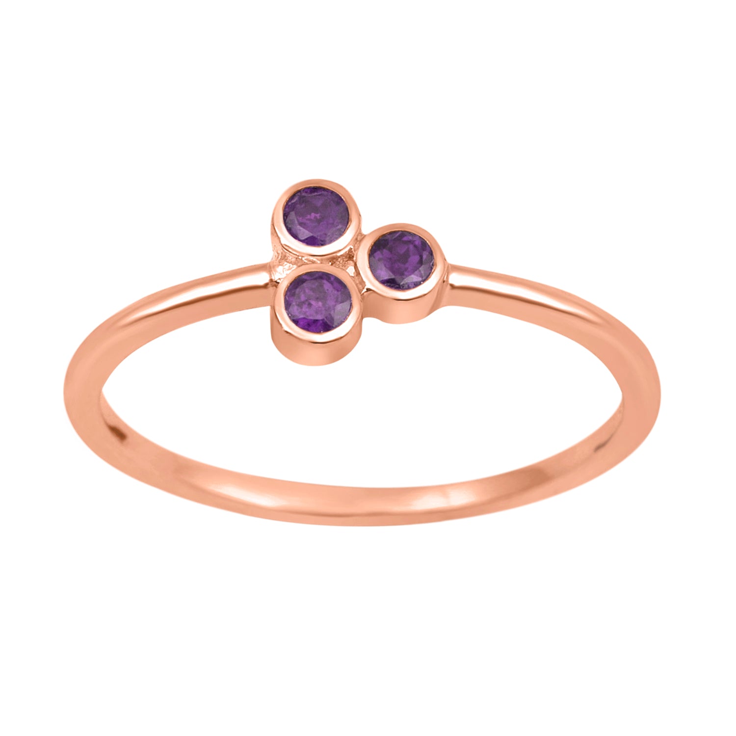 Amethyst 2MM Round Stackable Ring-Sterling Silver