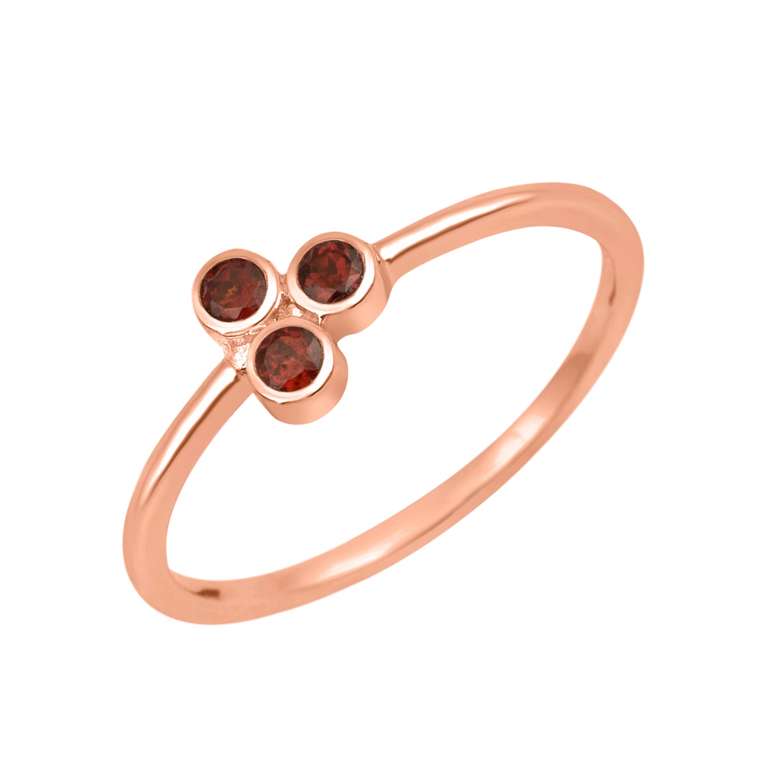 Garnet 2MM Round Stackable Ring-Sterling Silver