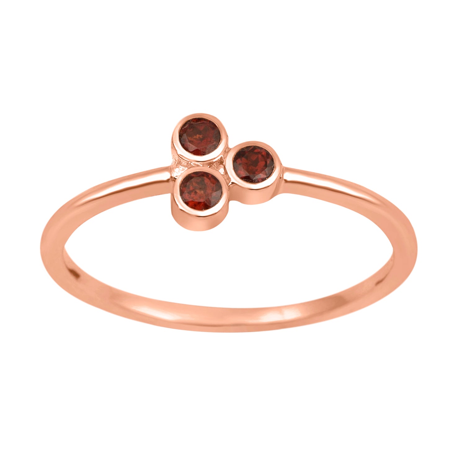 Garnet 2MM Round Stackable Ring-Sterling Silver