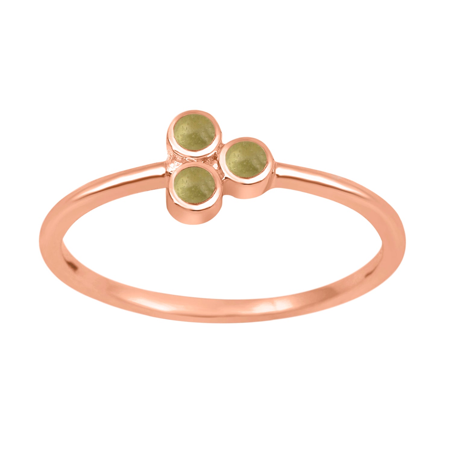 Peridot Cab 2MM Round Stackable Ring-Sterling Silver