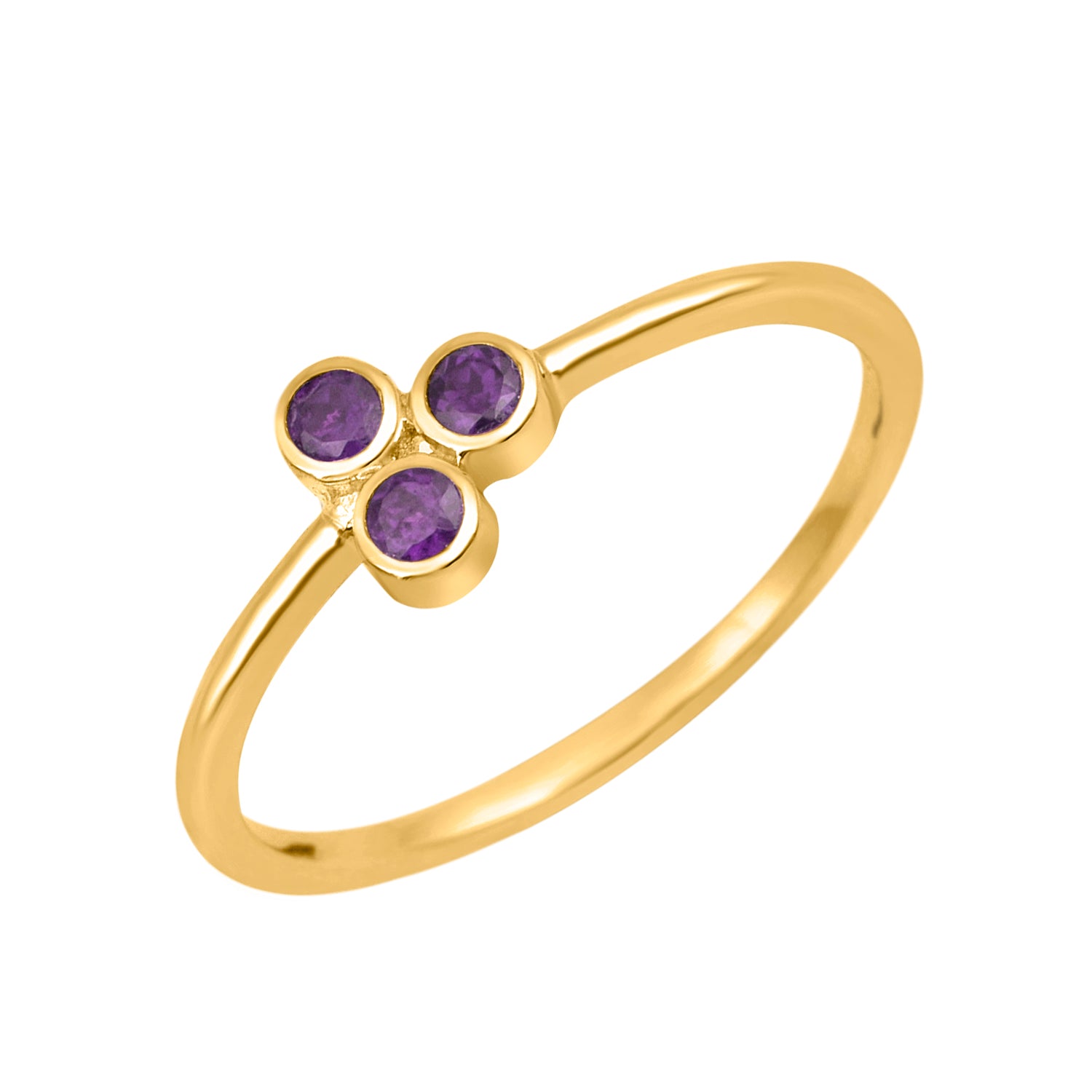 Amethyst 2MM Round Stackable Ring-Sterling Silver