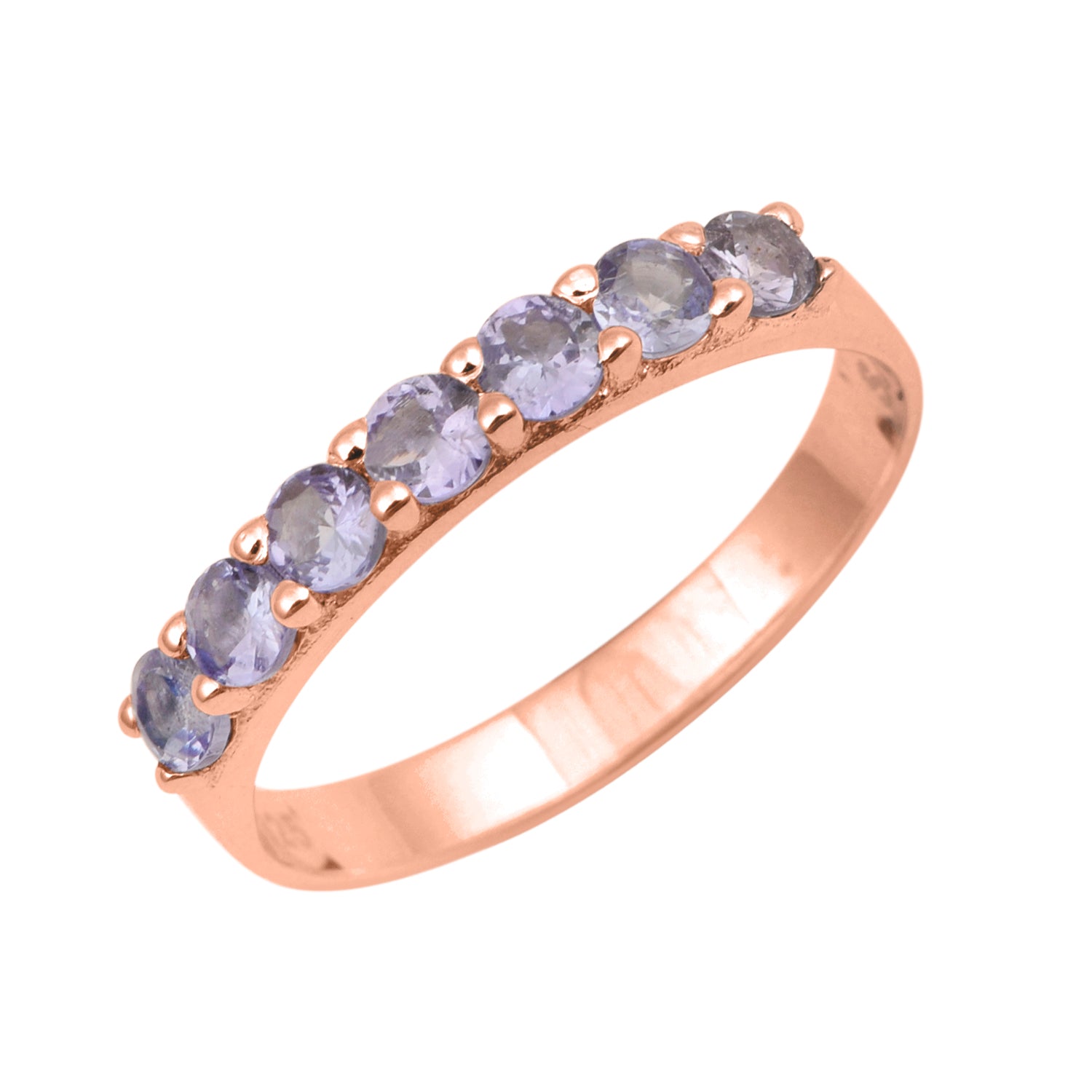 Tanzanite 3mm Round Eternity Band Ring-Sterling Silver