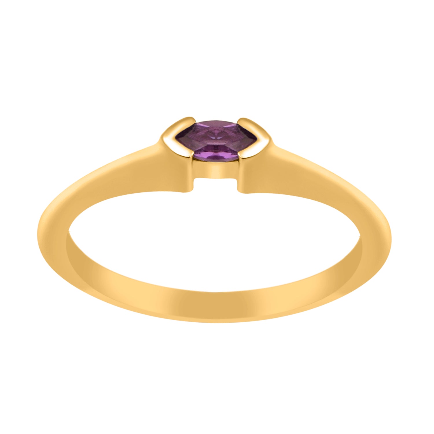 Amethyst Marquise Cut 0.20 Ctw Solitaire Ring-925 Sterling Silver