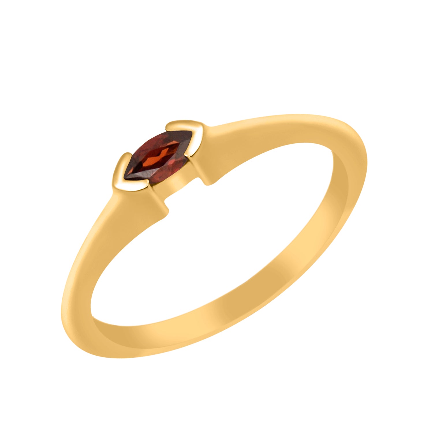 Garnet Marquise Cut 0.20 Ctw Solitaire Ring-925 Sterling Silver