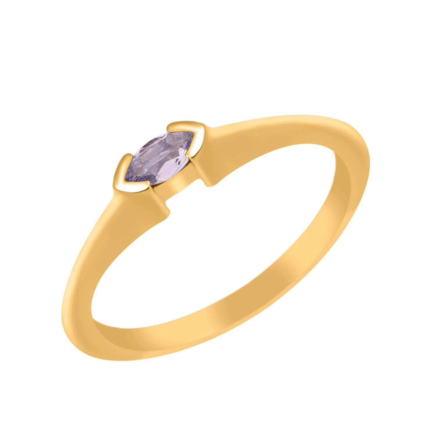 Tanzanite Solitaire Minimalist Ring - Sterling Silver