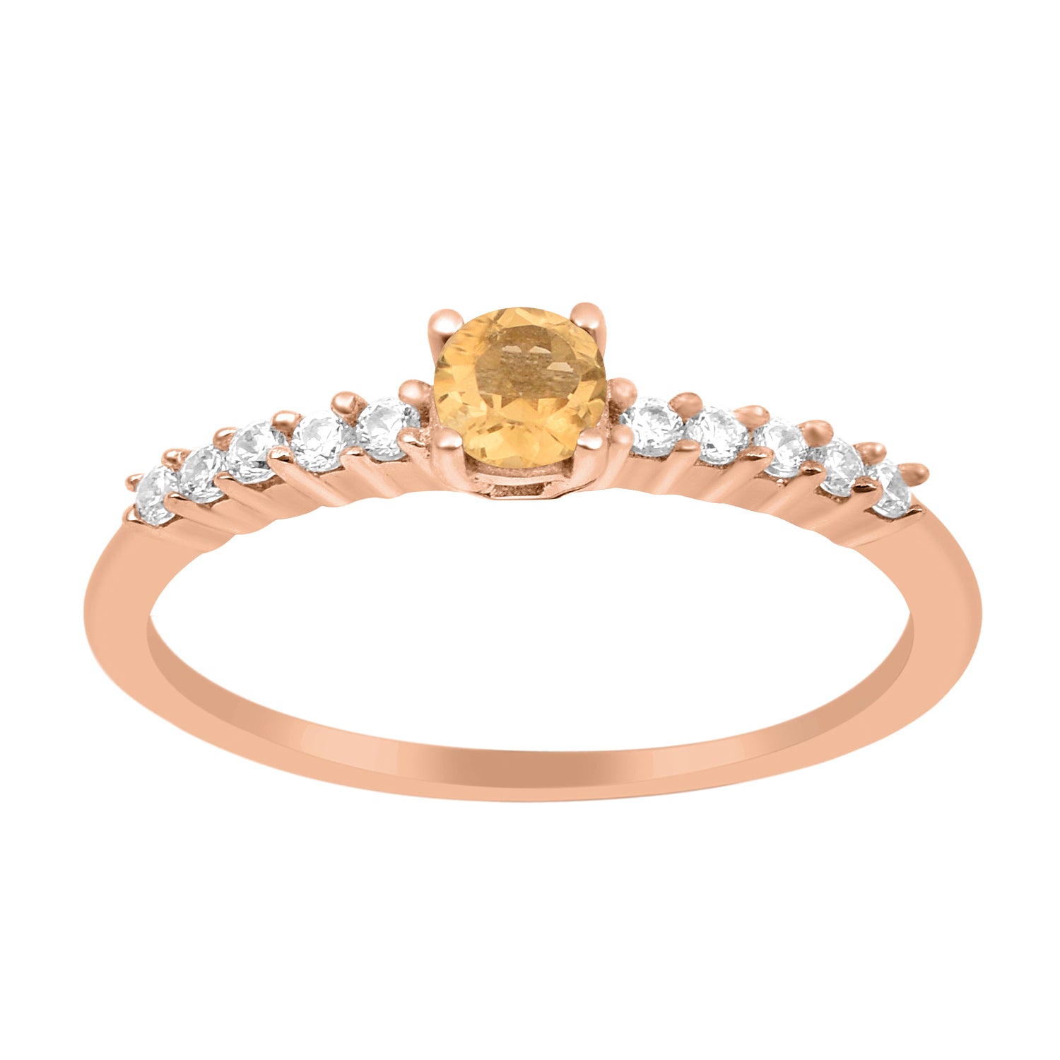 Citrine Solitaire Wedding Ring - Sterling Silver