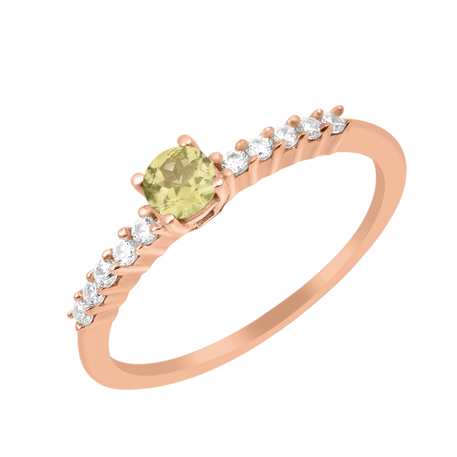 Peridot Solitaire Wedding Ring - Sterling Silver