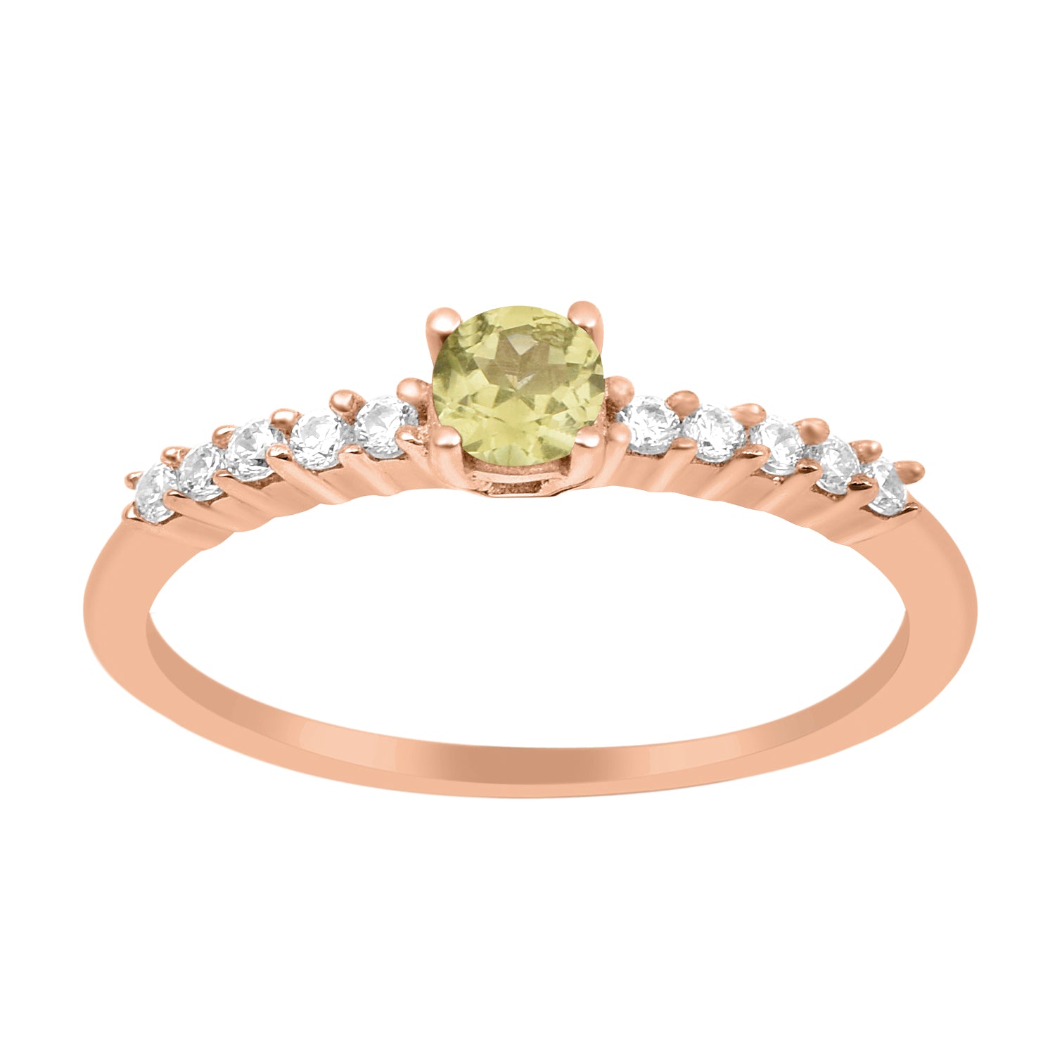 Peridot Solitaire Wedding Ring - Sterling Silver