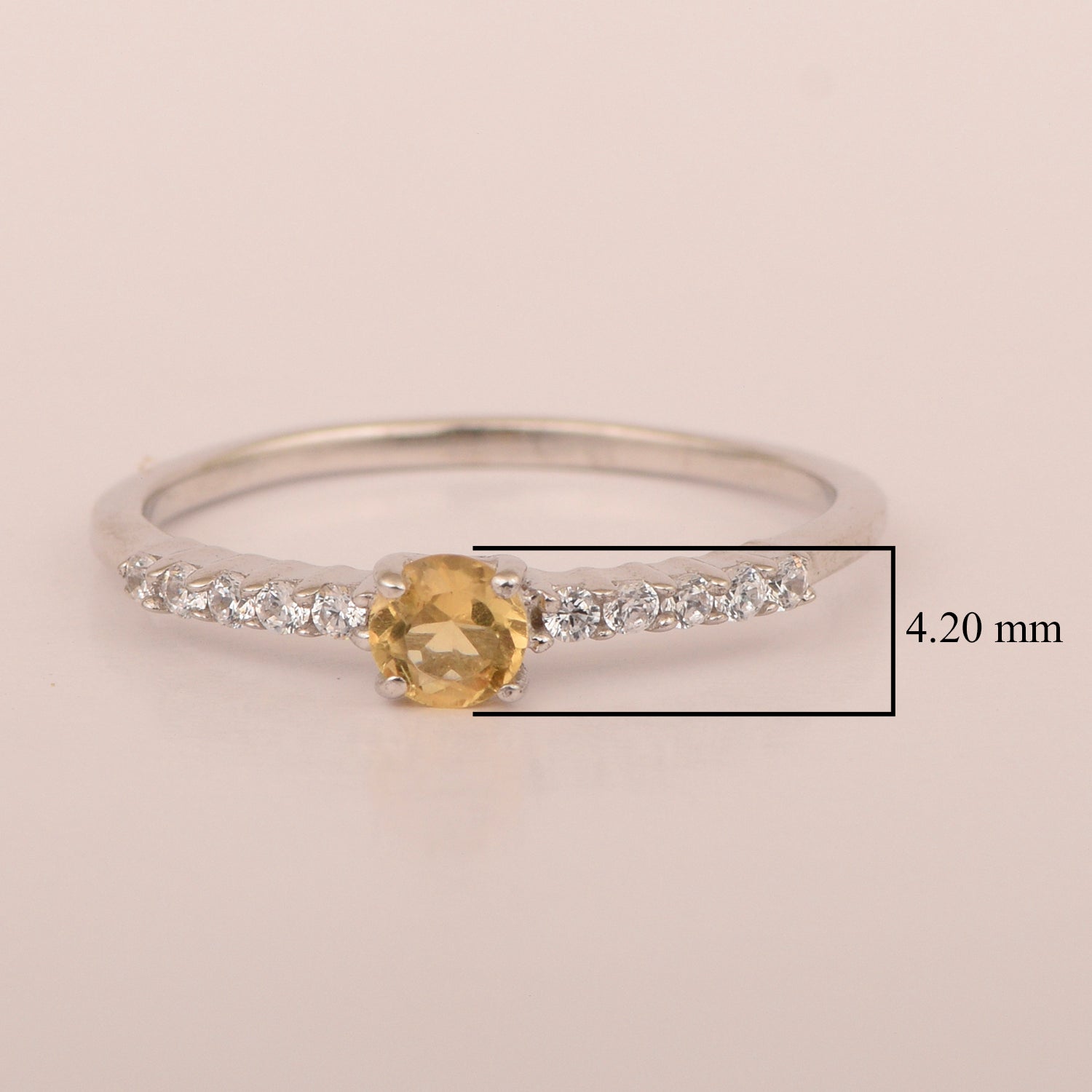 Round 0.40 Ctw Citrine 925 Sterling Silver Stacking Solid Ring - Kimaya INC