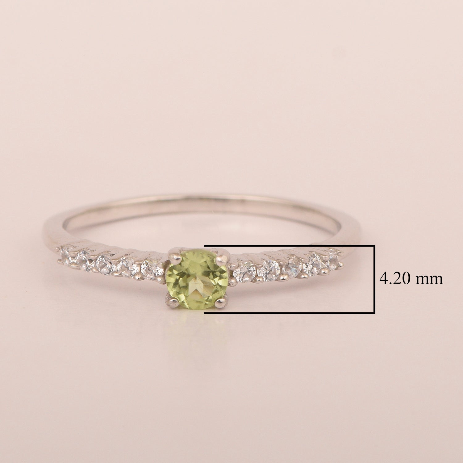 Round 0.40 Ctw Peridot 925 Sterling Silver Stacking Solid Ring - Kimaya INC