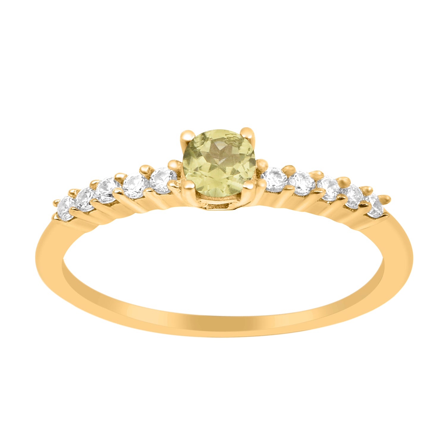 Peridot Solitaire Wedding Ring - Sterling Silver