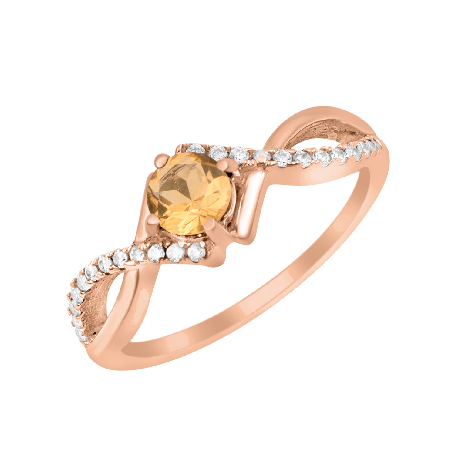 Citrine Infinity Twist Ring - Sterling Silver