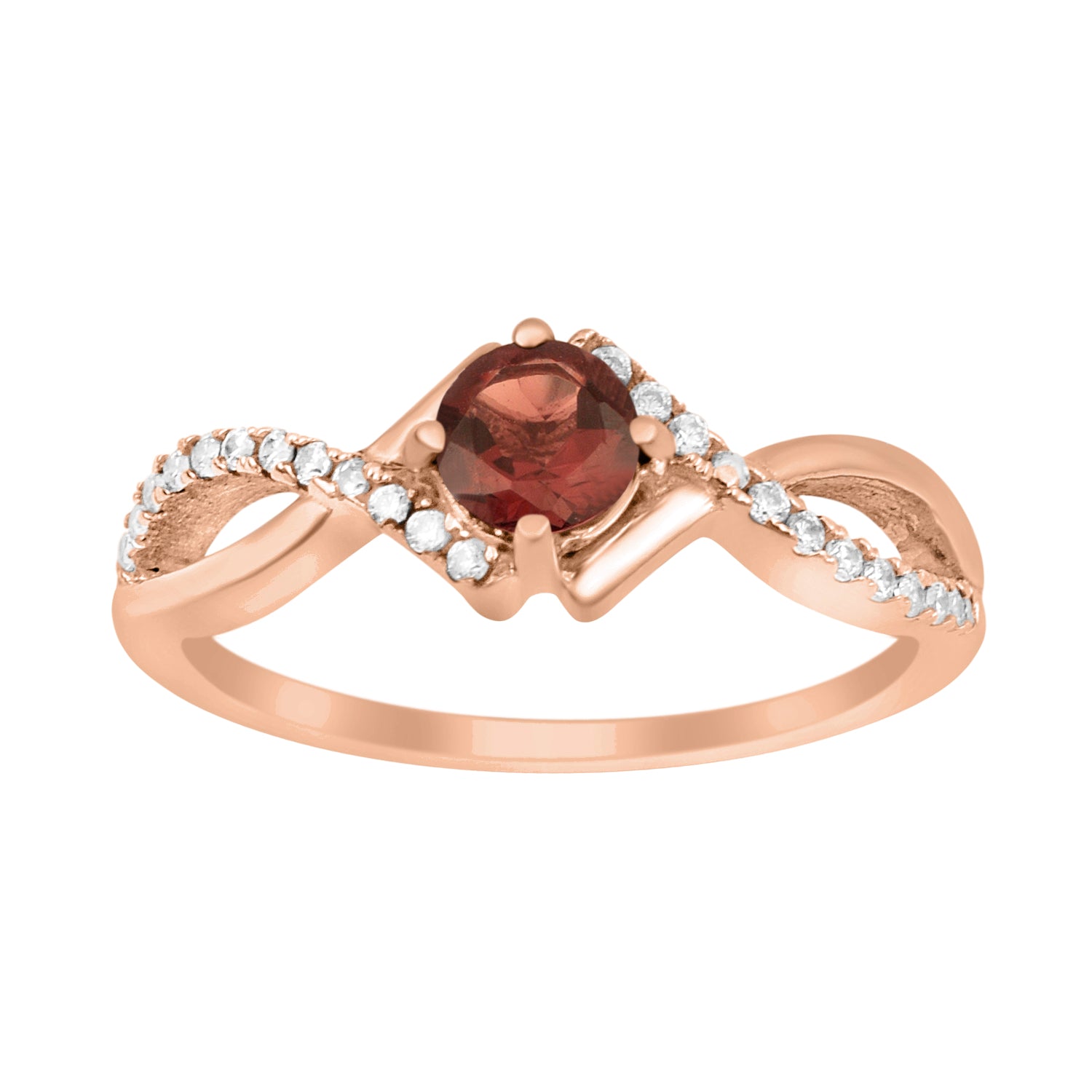 Garnet Infinity Twist Ring - Sterling Silver