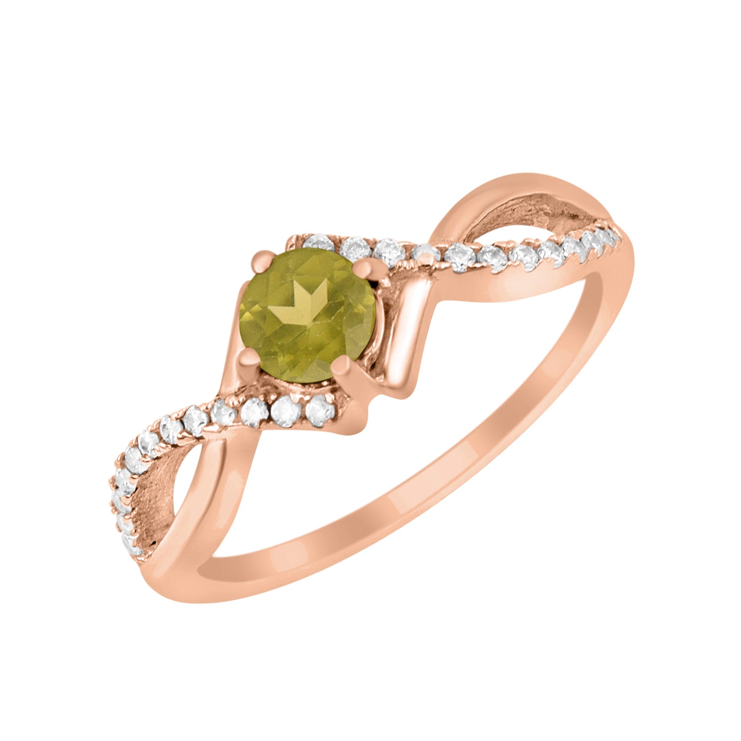 Peridot Infinity Twist Ring - Sterling Silver