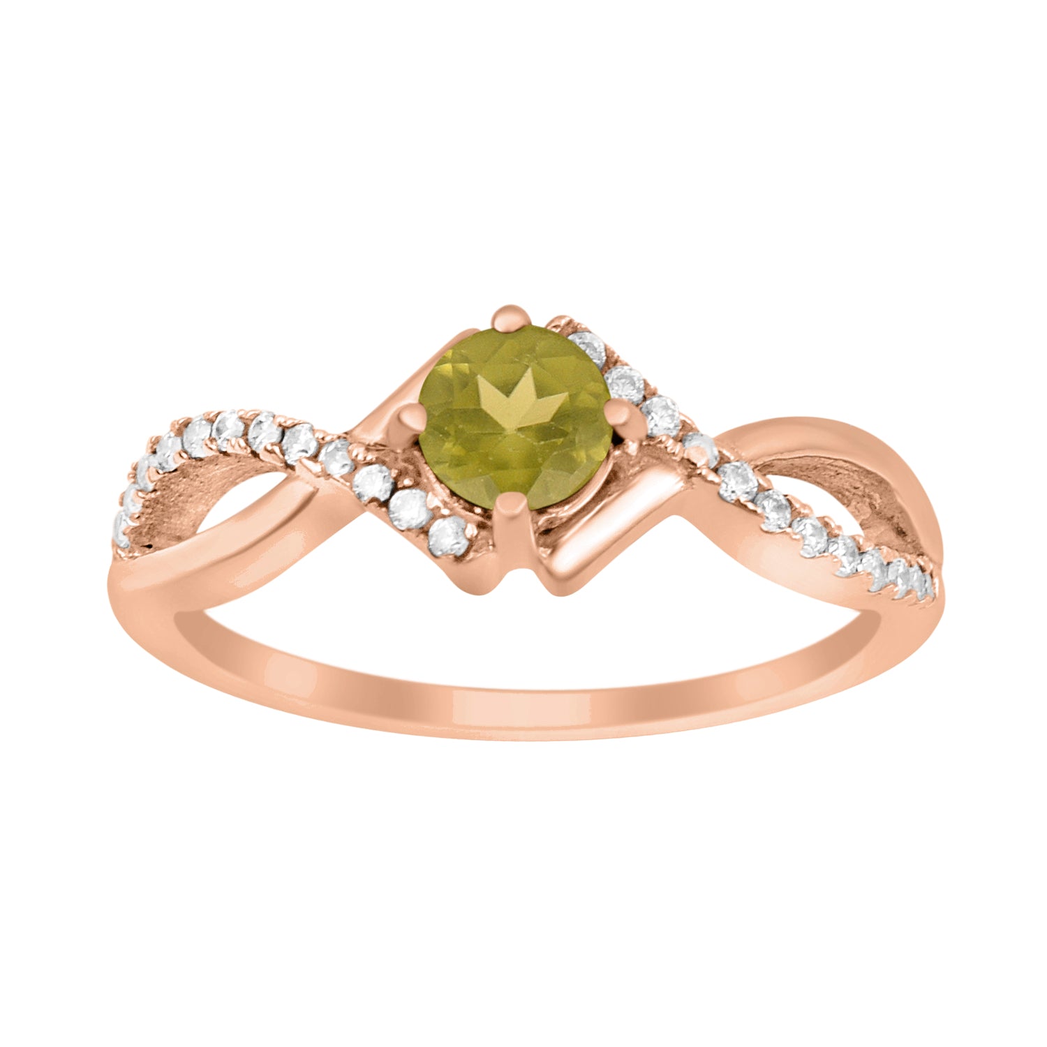 Peridot Infinity Twist Ring - Sterling Silver