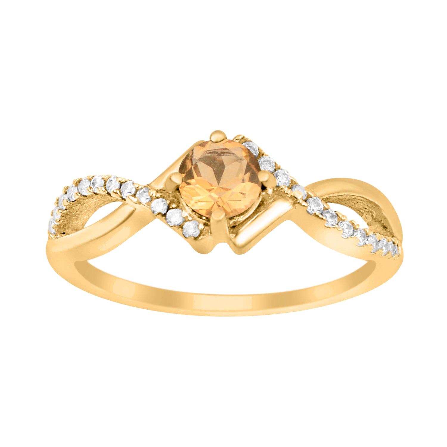 Citrine Infinity Twist Ring - Sterling Silver