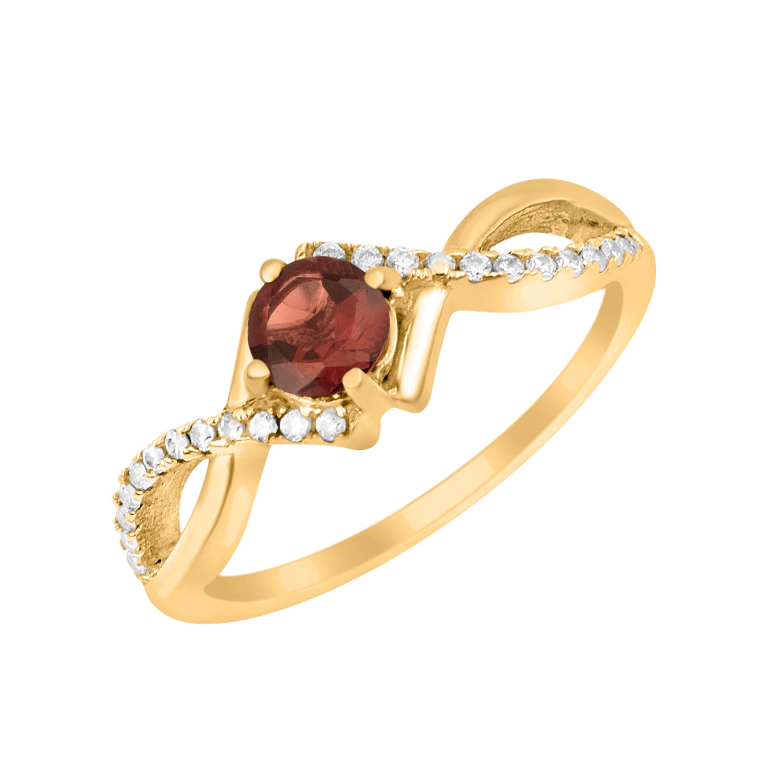 Garnet Infinity Twist Ring - Sterling Silver