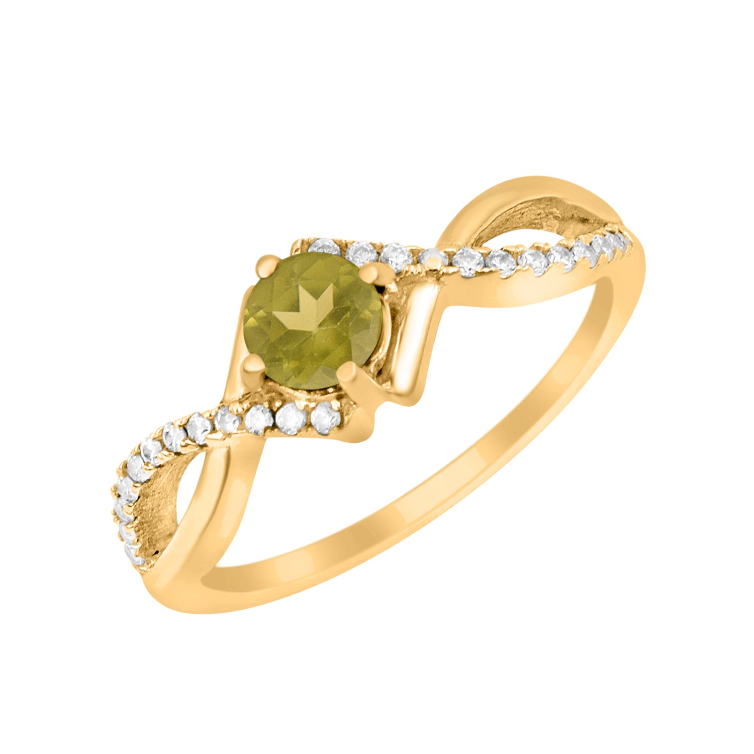 Peridot Infinity Twist Ring - Sterling Silver