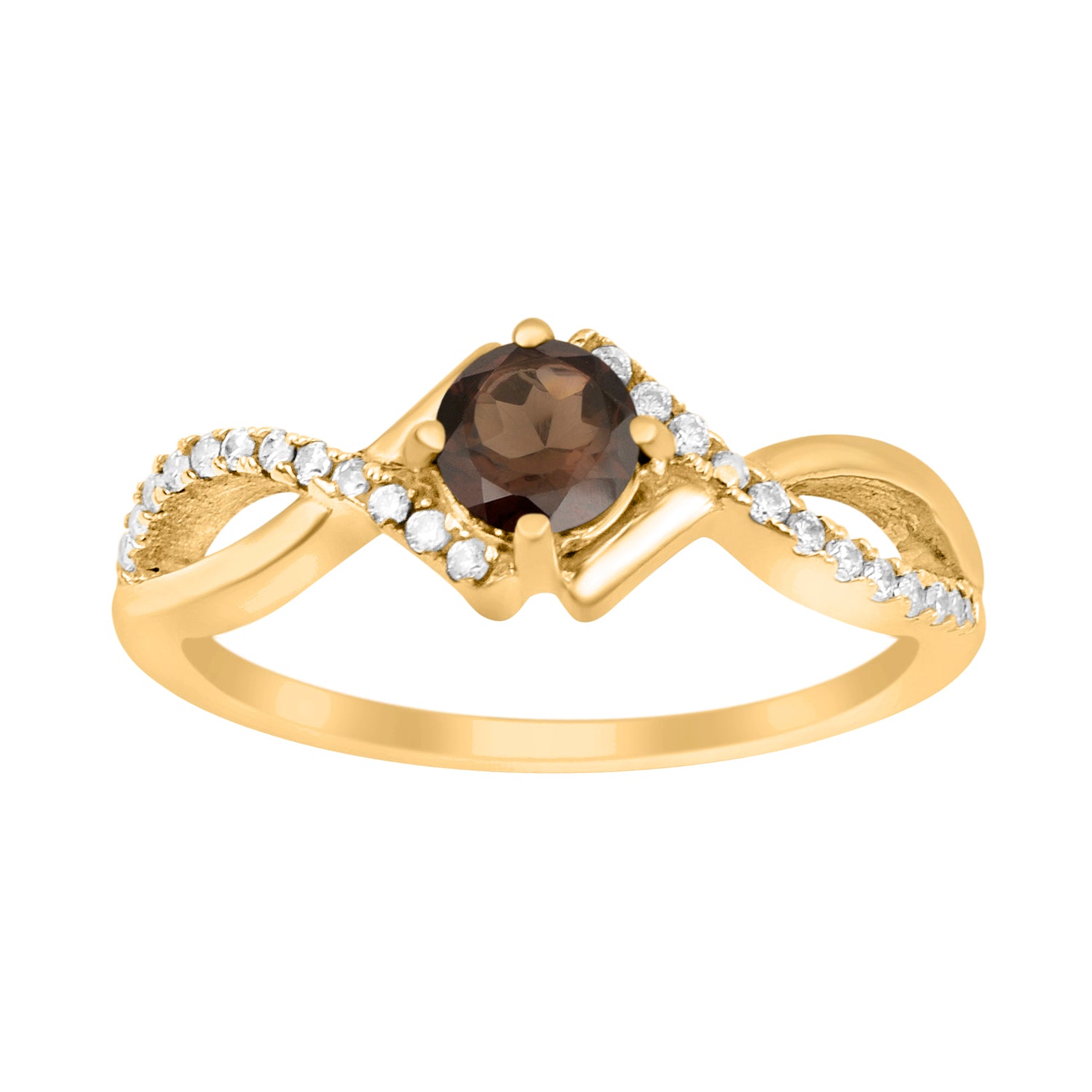 Smoky Quartz Infinity Twist Ring - Sterling Silver