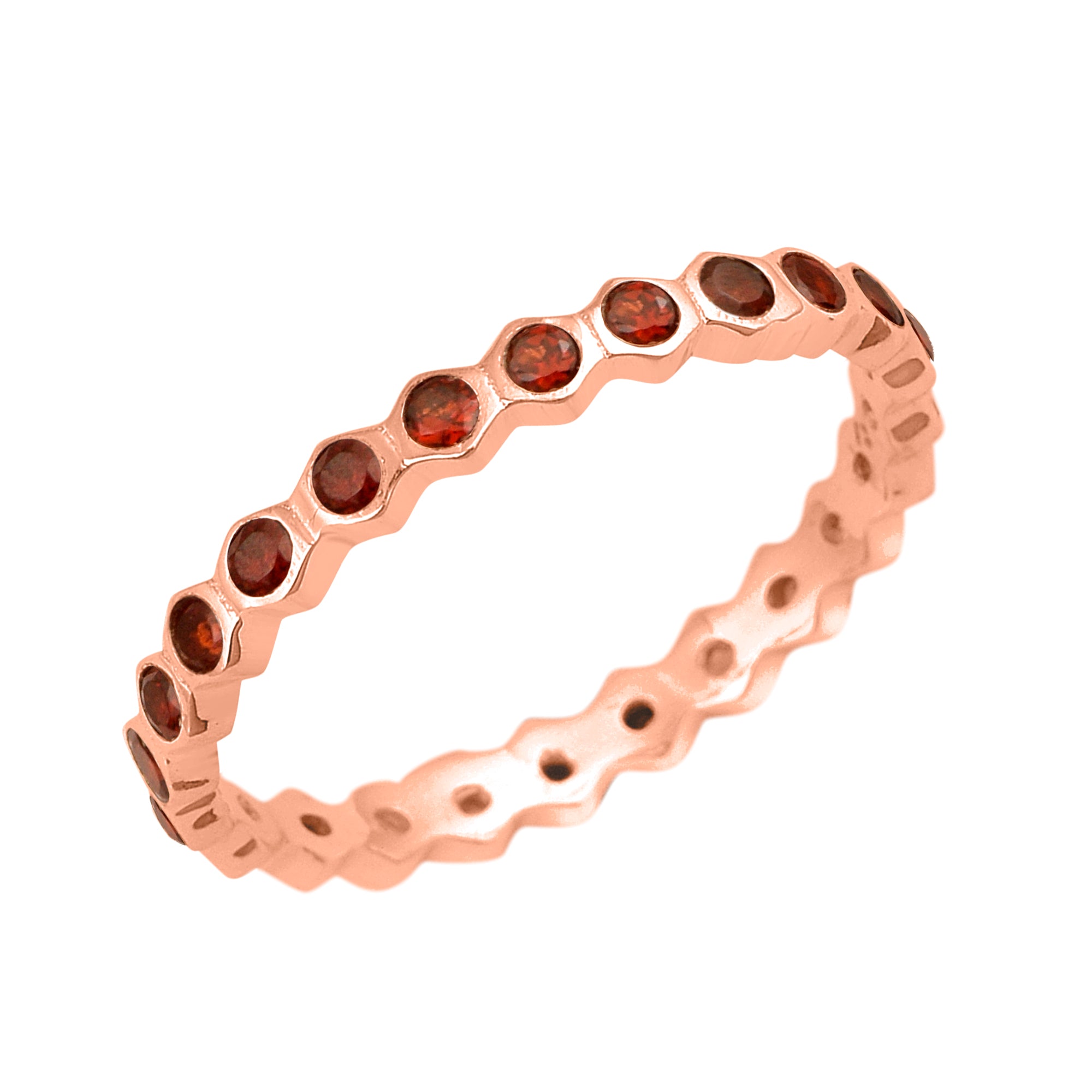 Garnet Full Eternity Ring - Sterling Silver