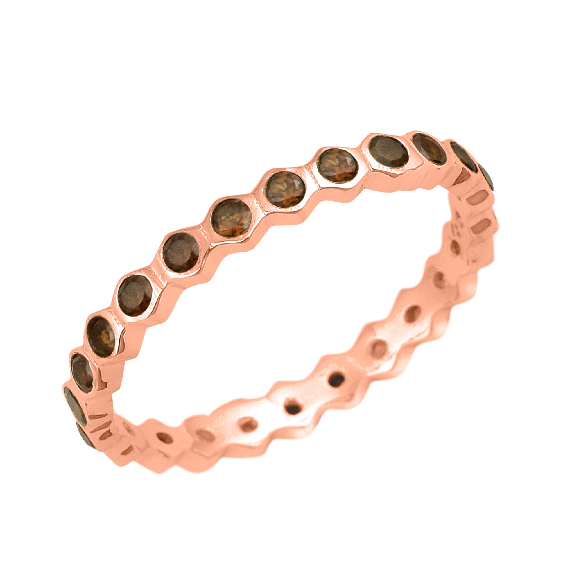 Smoky Quartz Full Eternity Ring - Sterling Silver