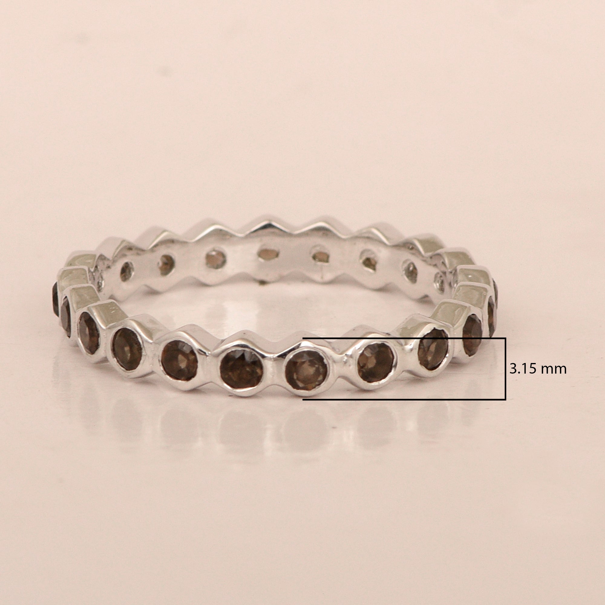 Full Eternity 1.20 Ctw Smoky Quartz Gemstone Women Stacking Ring - Kimaya INC