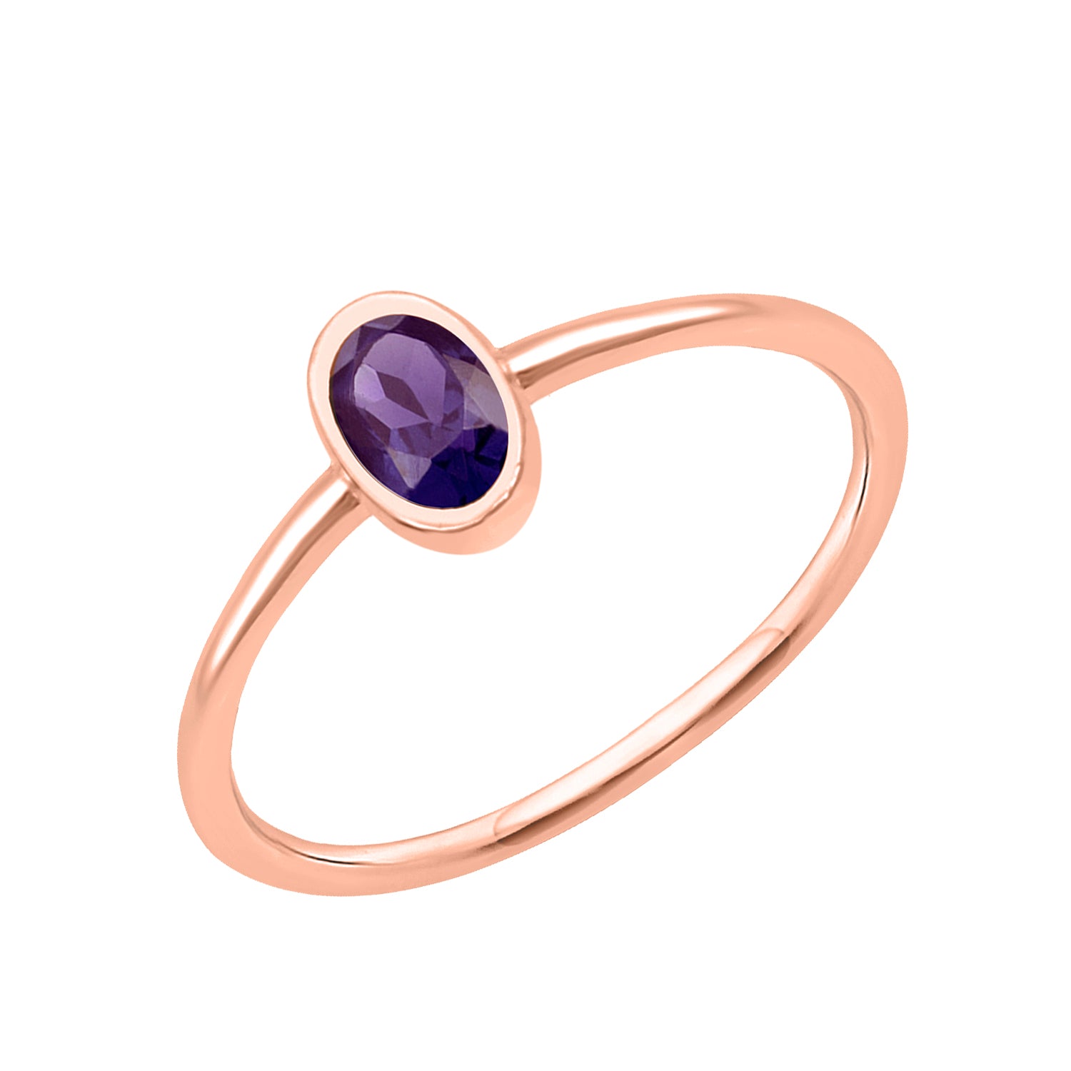 Amethyst Minimalist Solitaire Ring - Sterling Silver