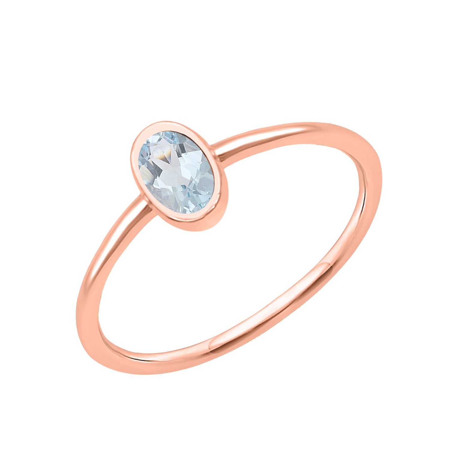 Aquamarine Minimalist Solitaire Ring - Sterling Silver