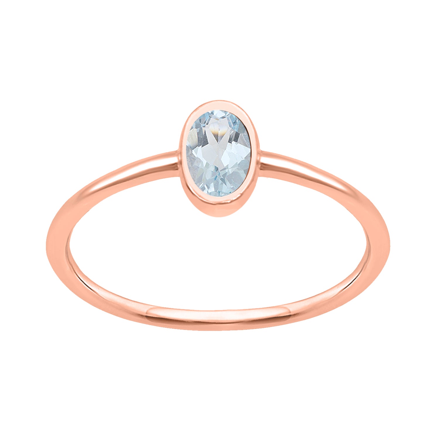 Aquamarine Minimalist Solitaire Ring - Sterling Silver