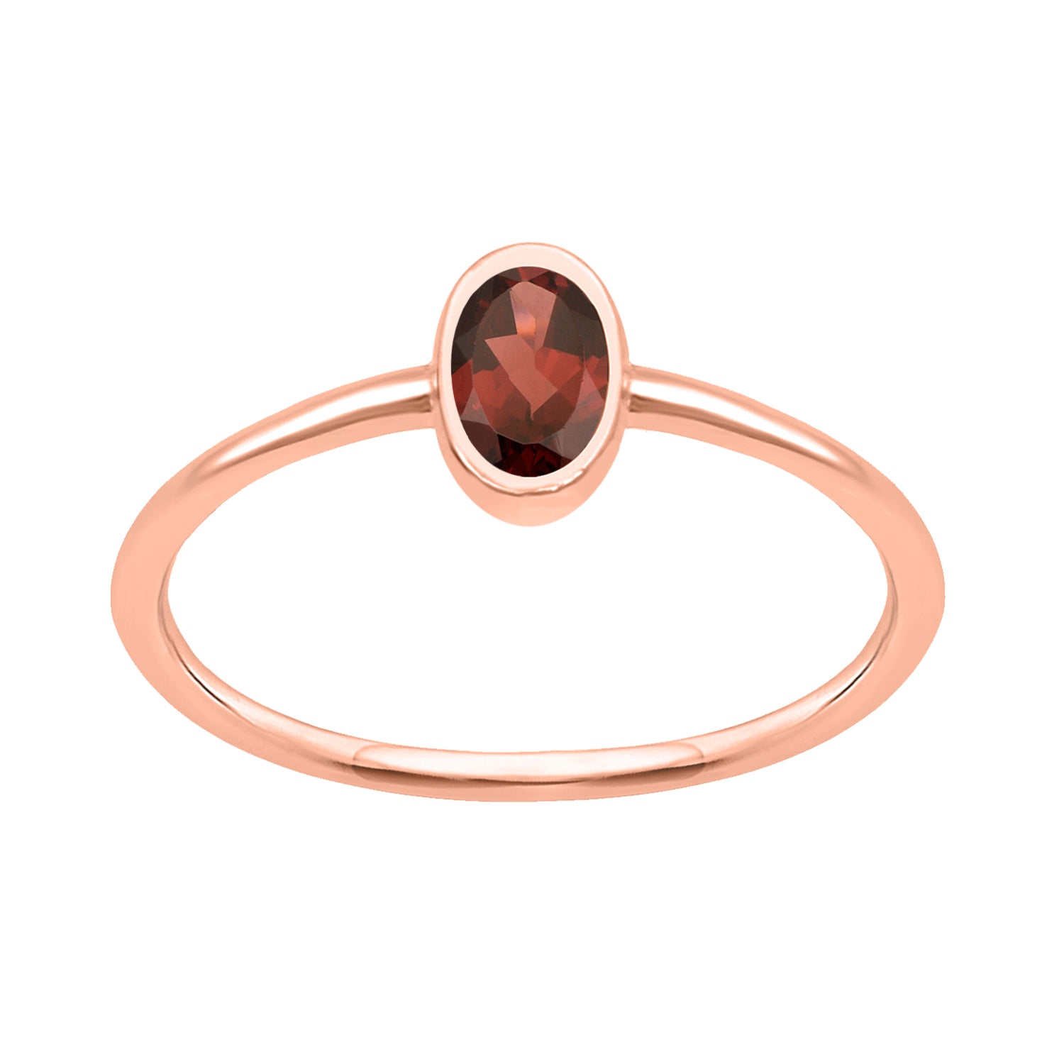 Garnet Minimalist Solitaire Ring - Sterling Silver