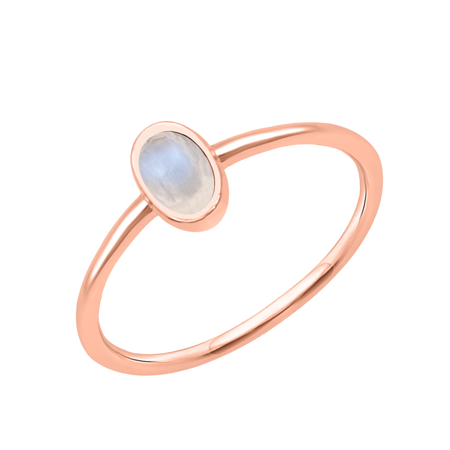 Moonstone Minimalist Solitaire Ring - Sterling Silver