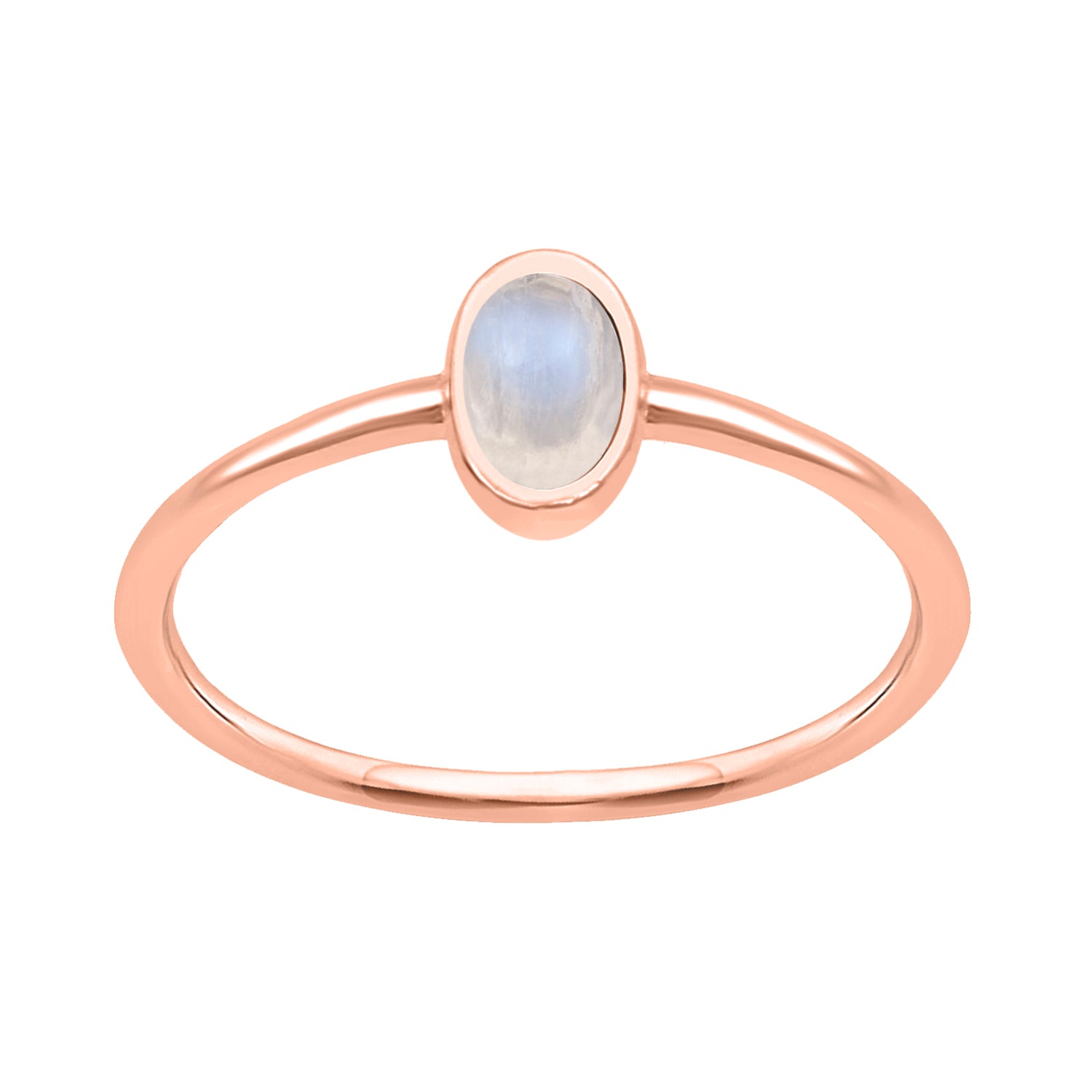 Moonstone Minimalist Solitaire Ring - Sterling Silver