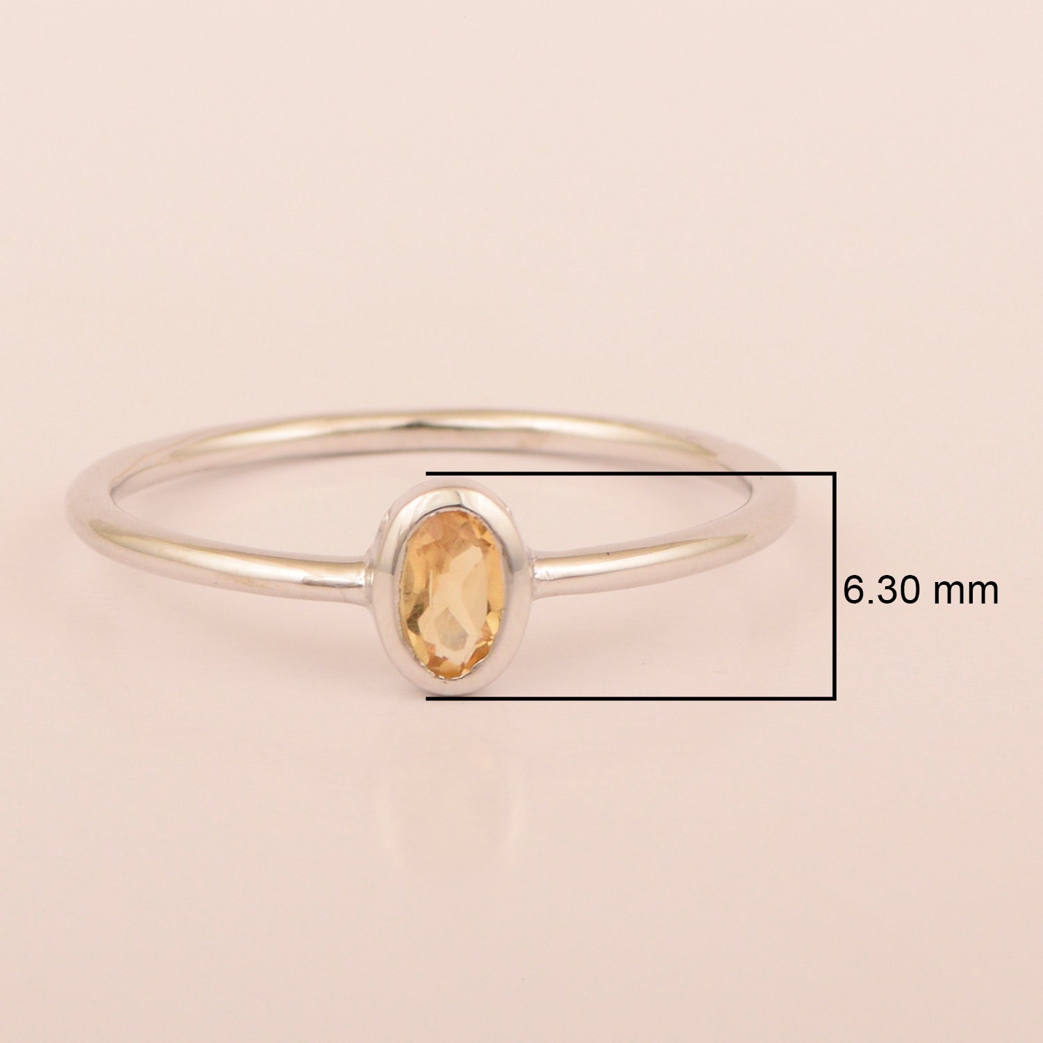 Oval Cut 5X3MM Bezel Set Citrine 925 Sterling Silver Women Stacking Ring - Kimaya INC