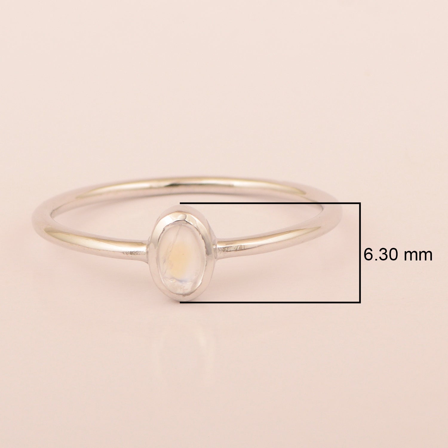 Oval Cut 5X3MM Bezel Set Moonstone 925 Sterling Silver Women Stacking Ring - Kimaya INC