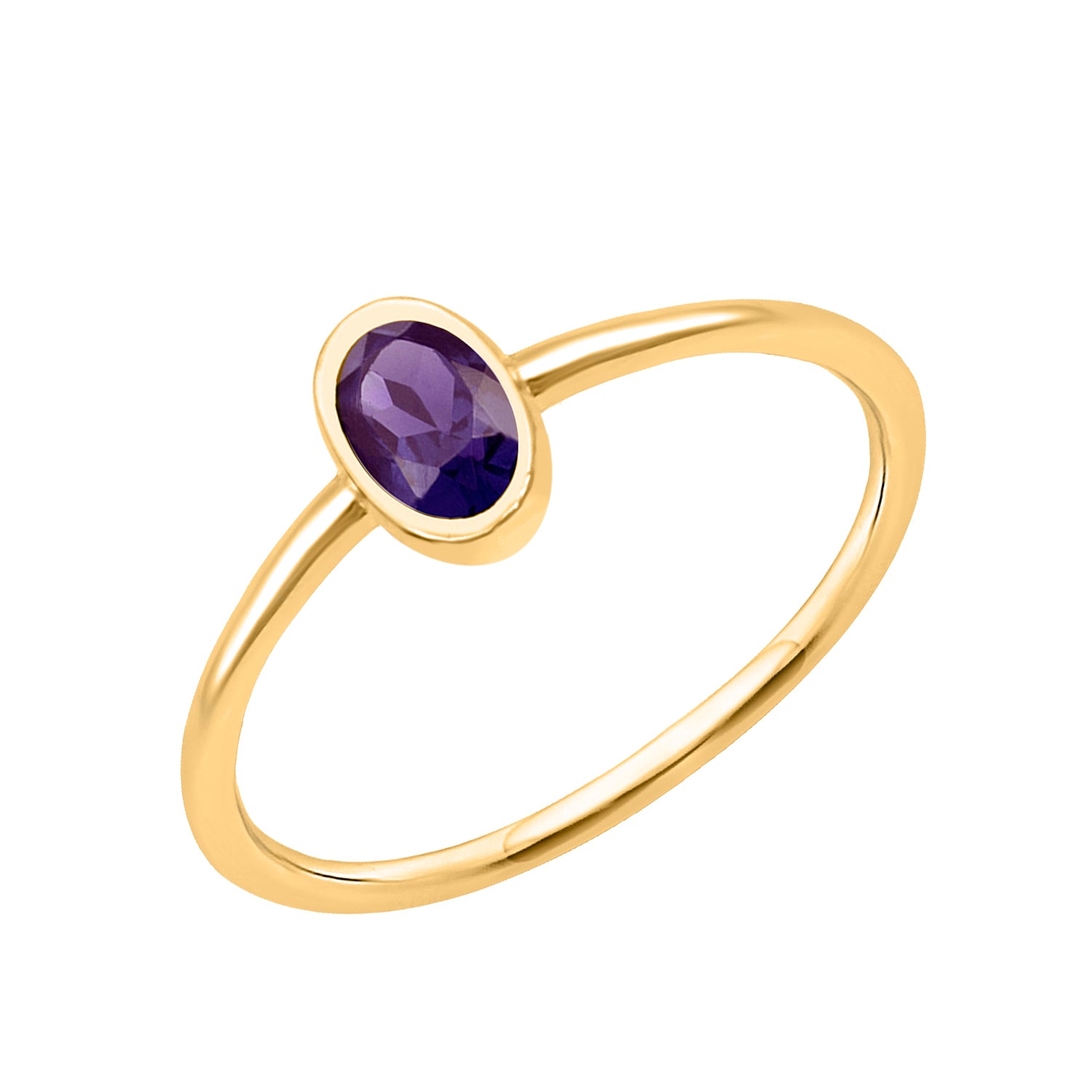 Amethyst Minimalist Solitaire Ring - Sterling Silver