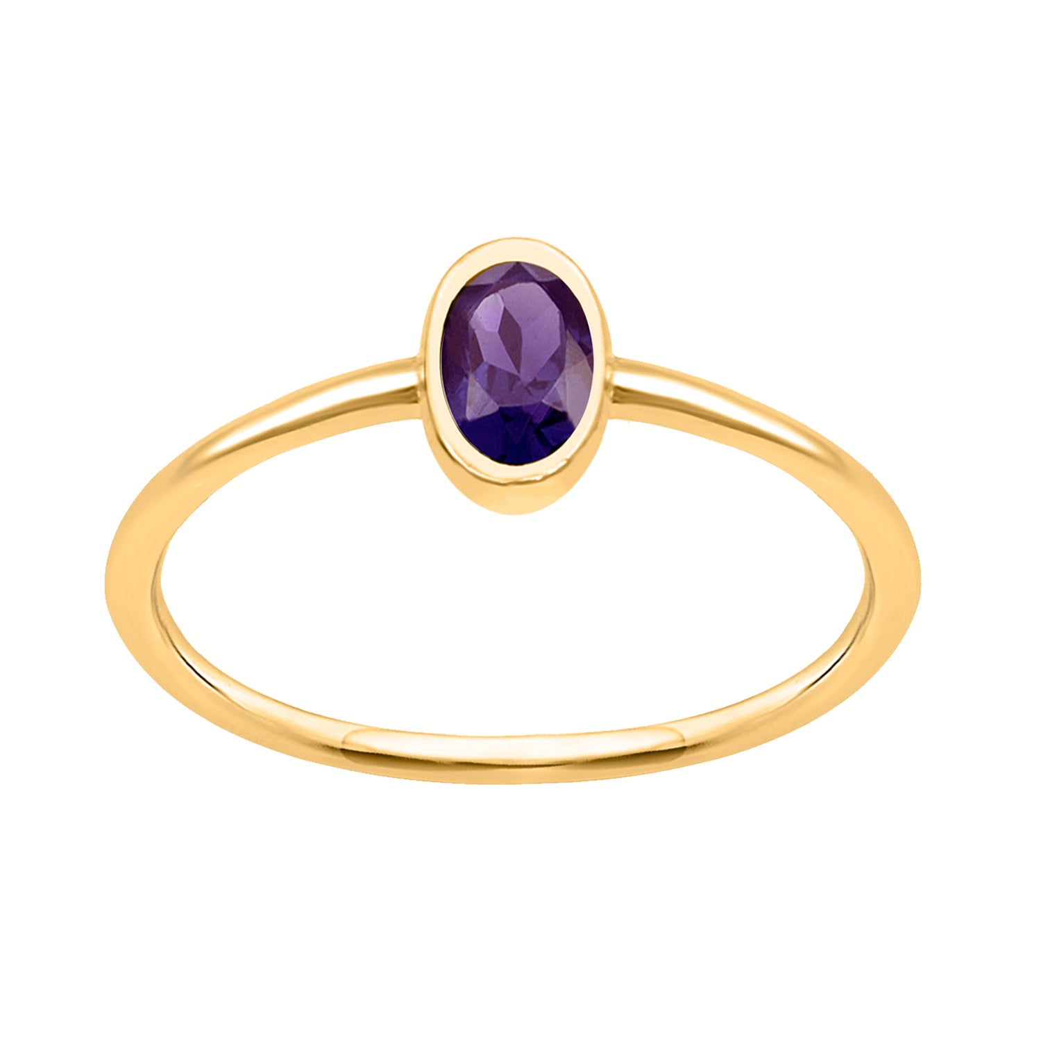 Amethyst Minimalist Solitaire Ring - Sterling Silver
