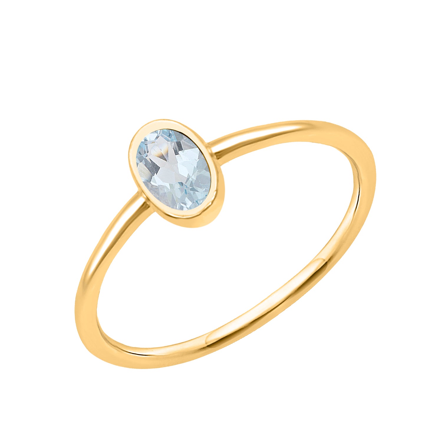 Aquamarine Minimalist Solitaire Ring - Sterling Silver