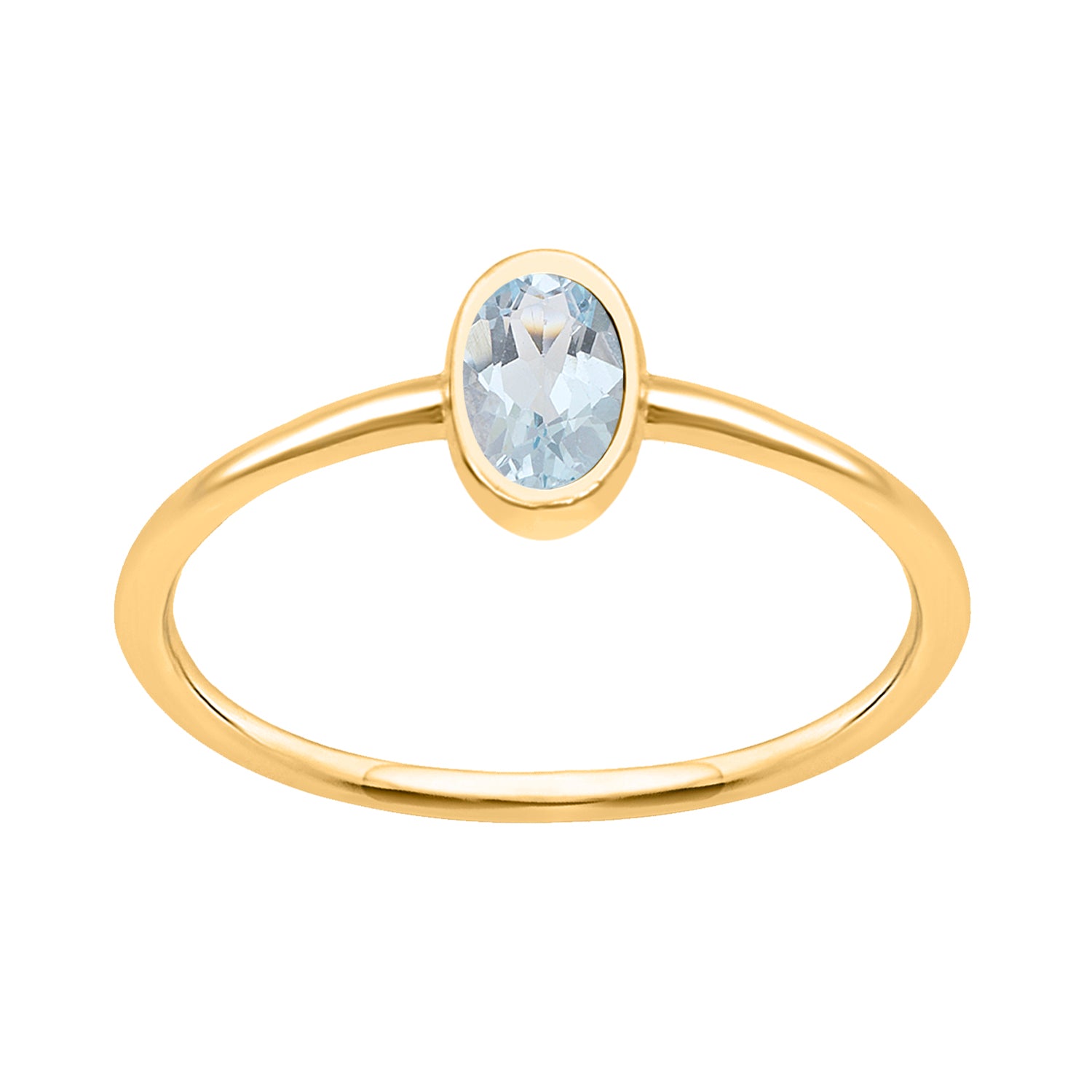 Aquamarine Minimalist Solitaire Ring - Sterling Silver