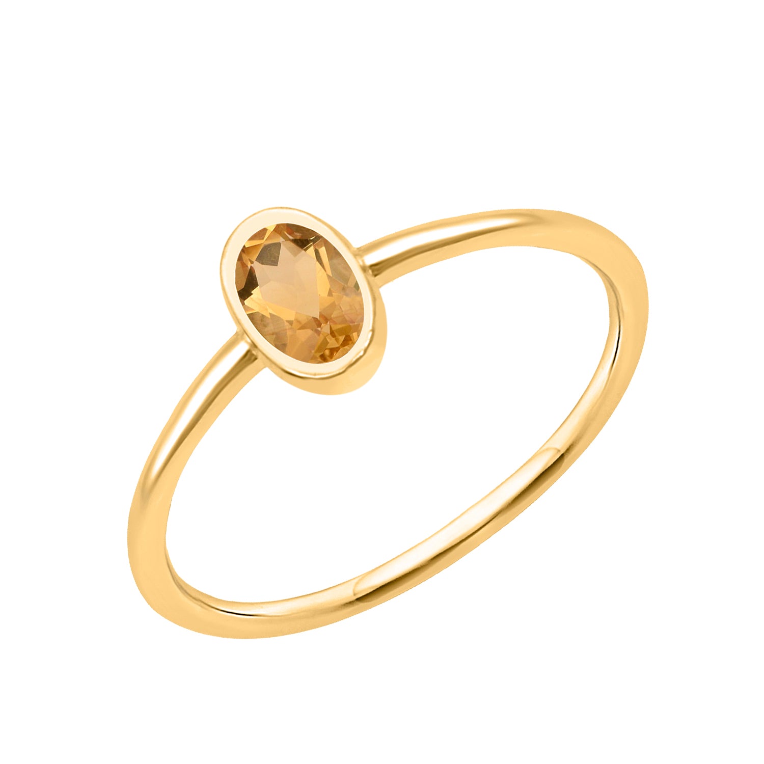 Citrine Minimalist Solitaire Ring - Sterling Silver