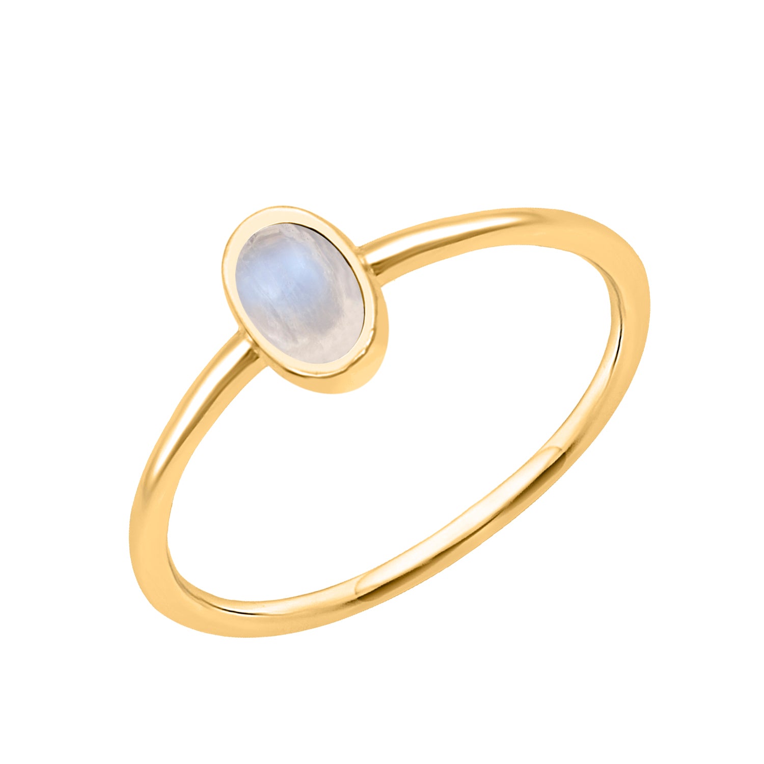Moonstone Minimalist Solitaire Ring - Sterling Silver