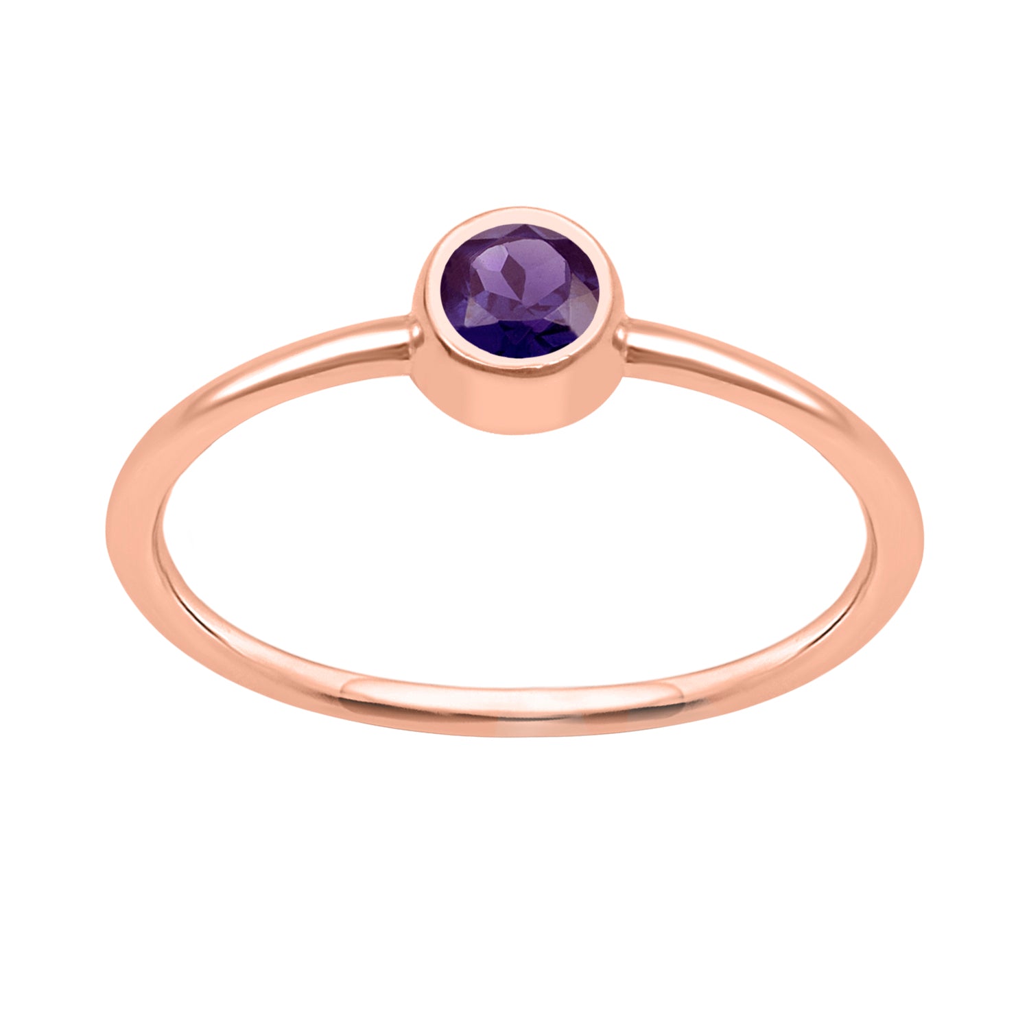 Amethyst Solitaire Minimalist Ring - Sterling Silver