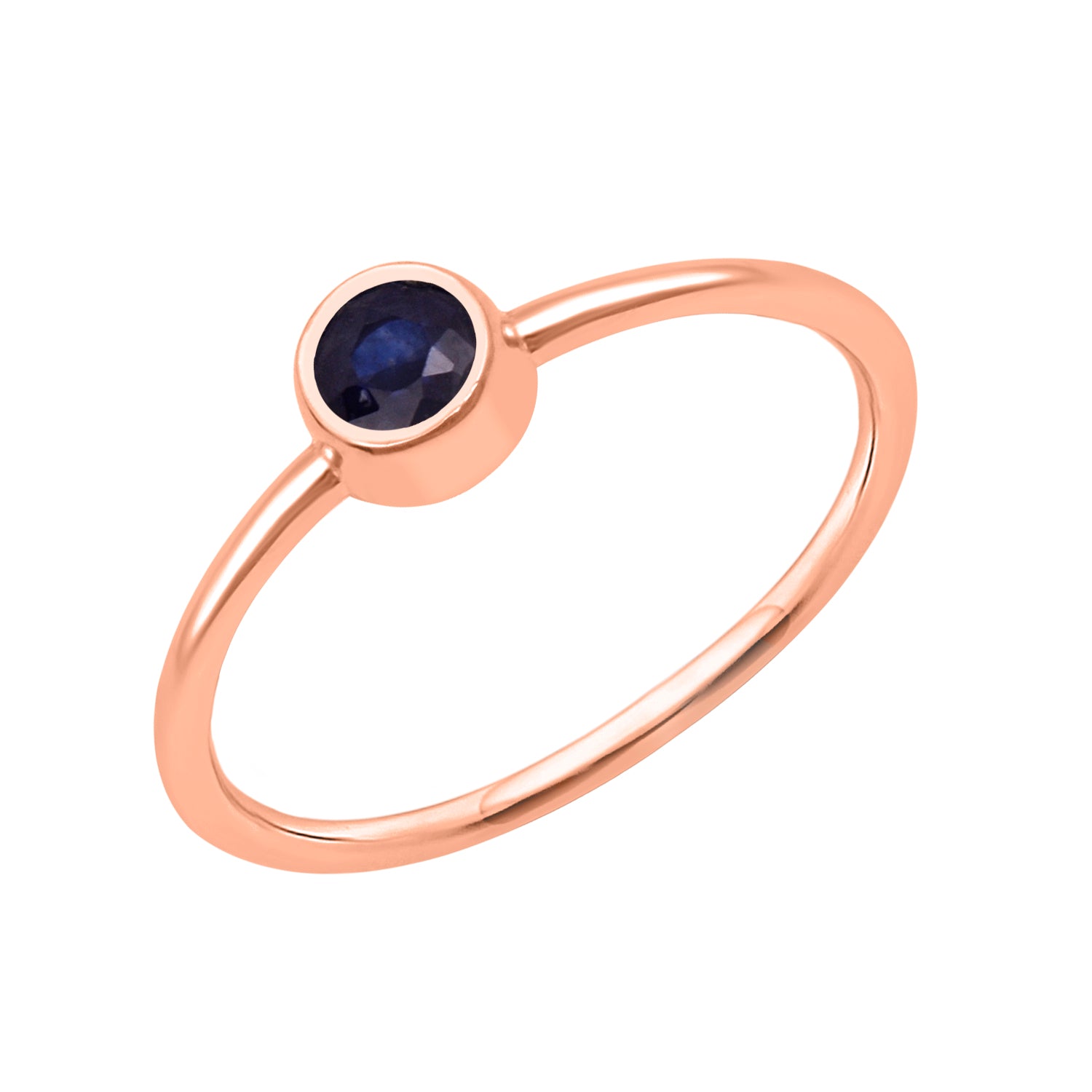 Blue Sapphire Solitaire Minimalist Ring - Sterling Silver