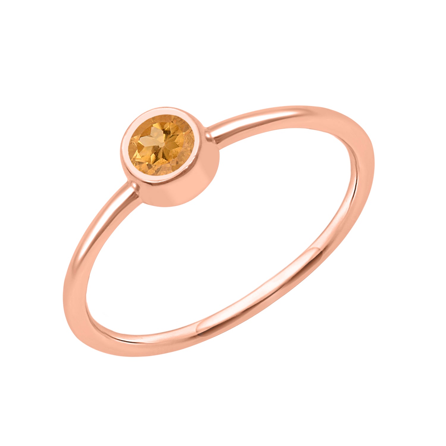 Citrine Solitaire Minimalist Ring - Sterling Silver