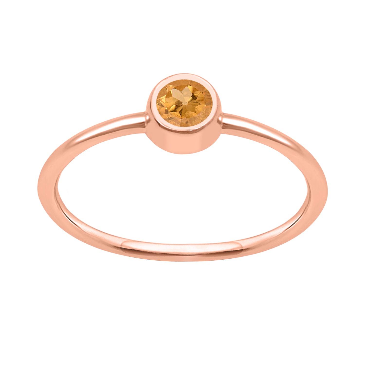 Citrine Solitaire Minimalist Ring - Sterling Silver