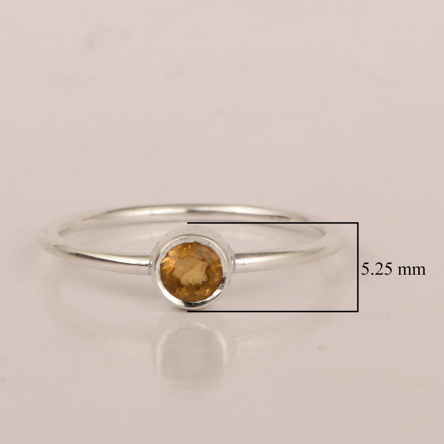 925 Sterling Silver Round 0.20 Ctw Citrine Women Engagement Ring - Kimaya INC