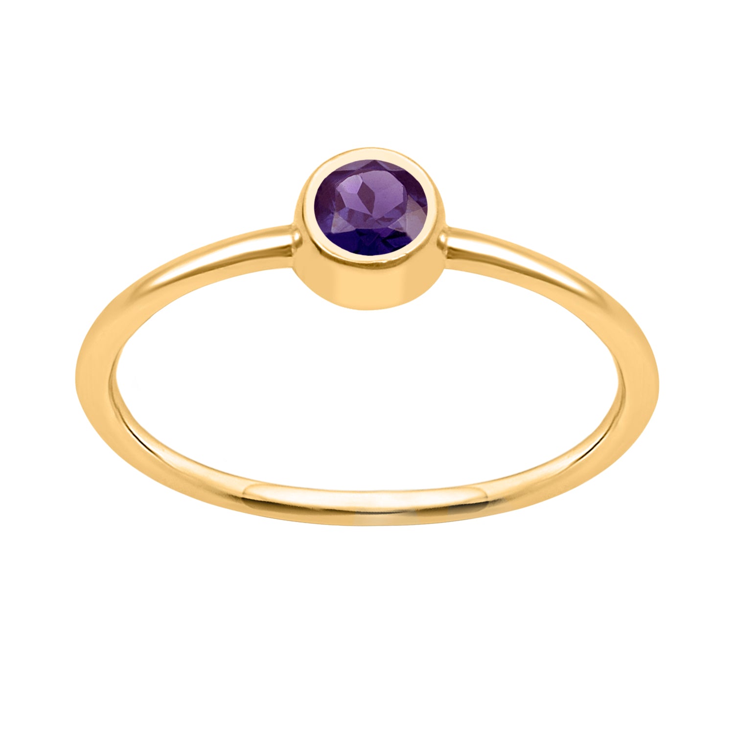 Amethyst Solitaire Minimalist Ring - Sterling Silver