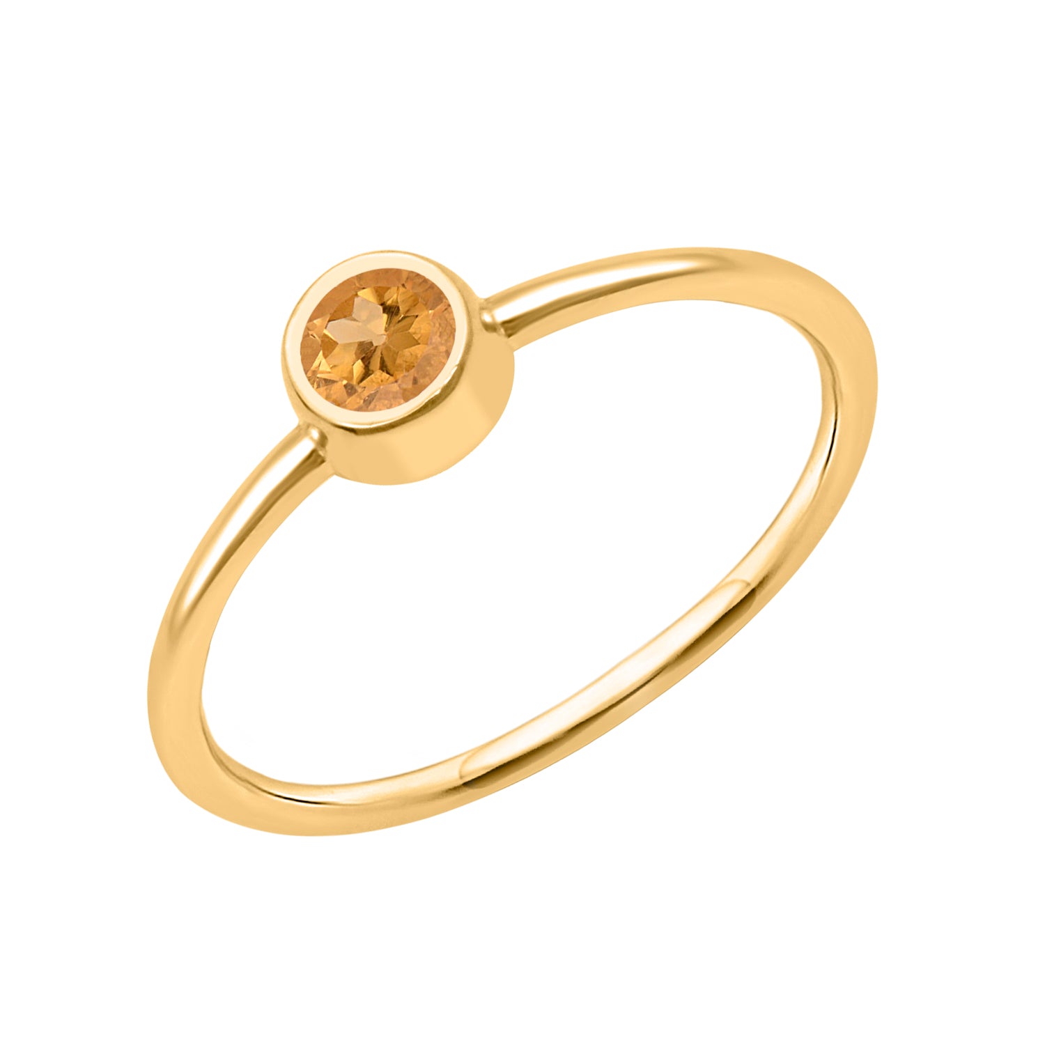 Citrine Solitaire Minimalist Ring - Sterling Silver