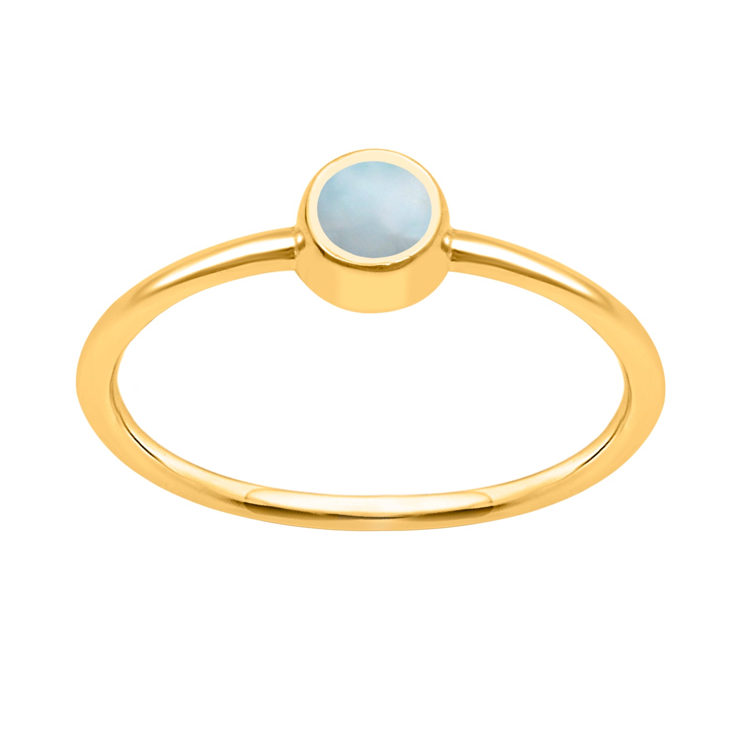Larimar Solitaire Minimalist Ring - Sterling Silver