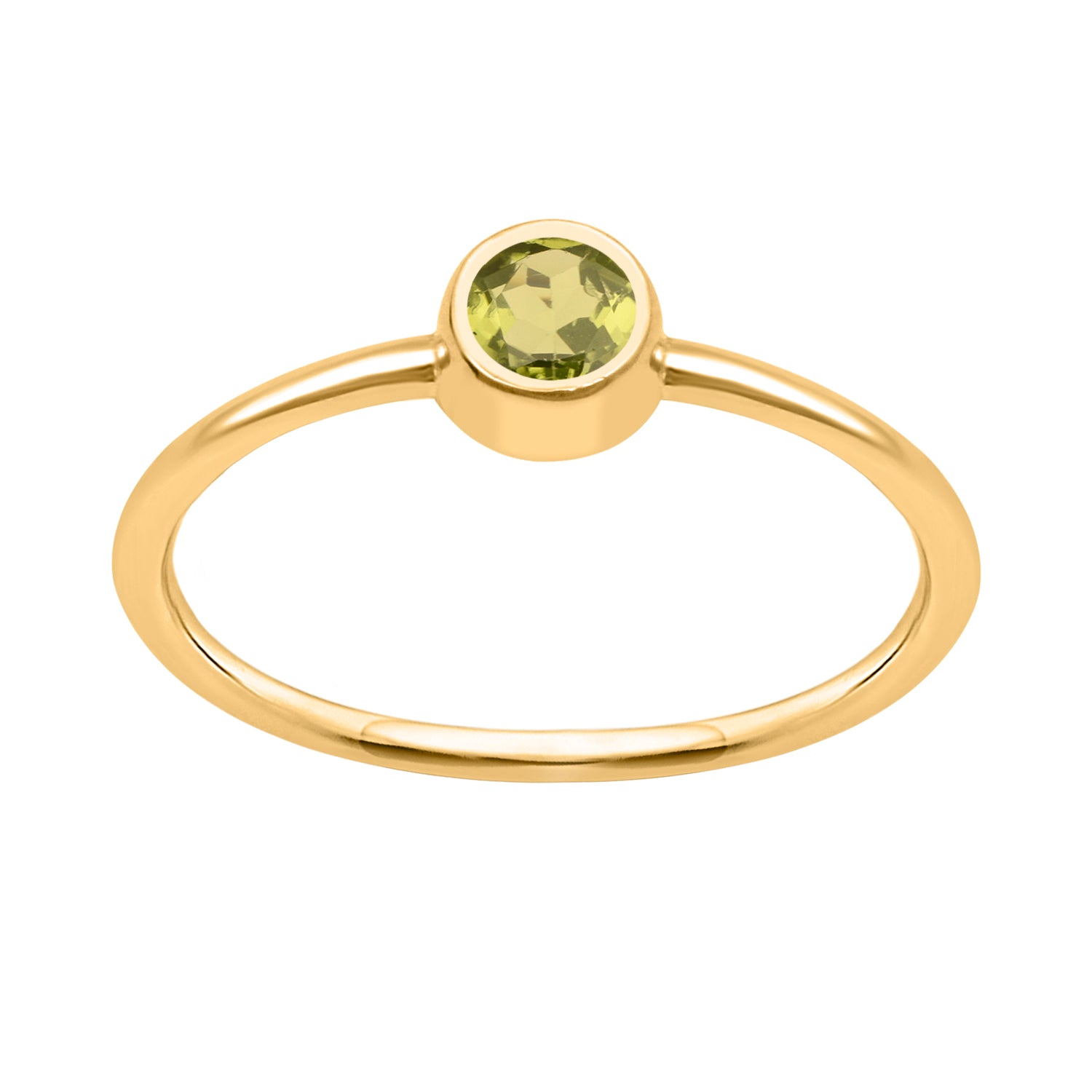Peridot Solitaire Minimalist Ring - Sterling Silver