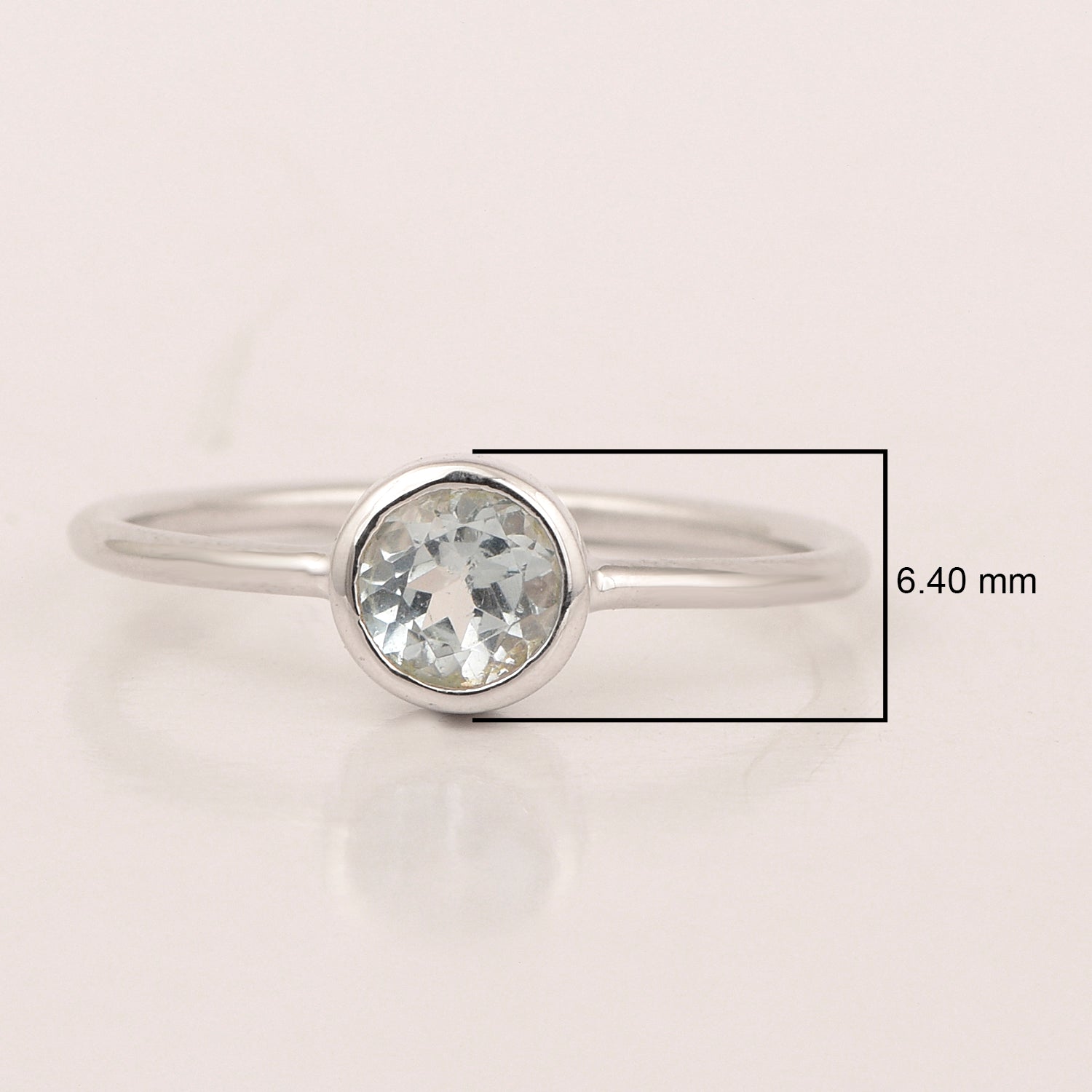 925 Sterling Silver Round 5mm 0.30 Ctw Aquamarine Women Engagement Ring - Kimaya INC